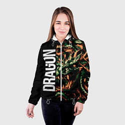 Куртка с капюшоном женская Татуировка дракона ирезуми, цвет: 3D-белый — фото 2