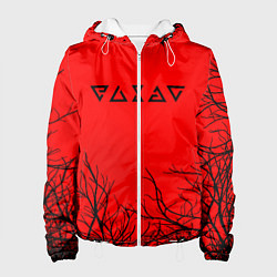 Куртка с капюшоном женская Лого ведьмак деревья, цвет: 3D-белый