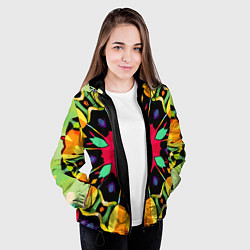 Куртка с капюшоном женская Салатовый калейдоскоп, цвет: 3D-черный — фото 2
