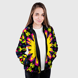 Куртка с капюшоном женская Звездный калейдоскоп, цвет: 3D-черный — фото 2