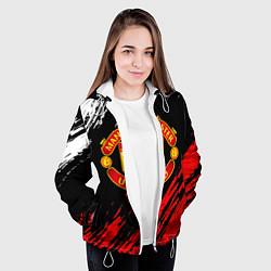 Куртка с капюшоном женская Манчестер юнайтед краски текстура, цвет: 3D-белый — фото 2