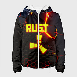 Куртка с капюшоном женская Rust hexagon краски, цвет: 3D-белый