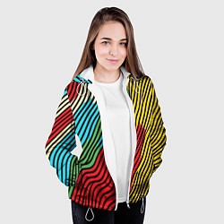 Куртка с капюшоном женская Абстрактные цветные линии, цвет: 3D-белый — фото 2