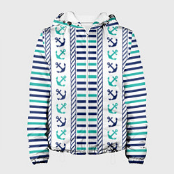 Женская куртка Морской орнамент с якорями и полосками