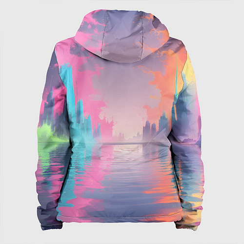 Женская куртка Город в розовом тумане / 3D-Белый – фото 2