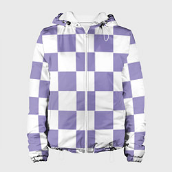 Куртка с капюшоном женская Квадраты фиолетовые, цвет: 3D-белый