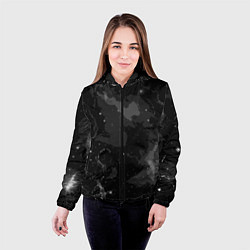 Куртка с капюшоном женская Угольный серый простой абстрактный, цвет: 3D-черный — фото 2