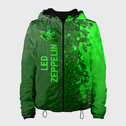 Куртка с капюшоном женская Led Zeppelin - green gradient по-вертикали, цвет: 3D-черный