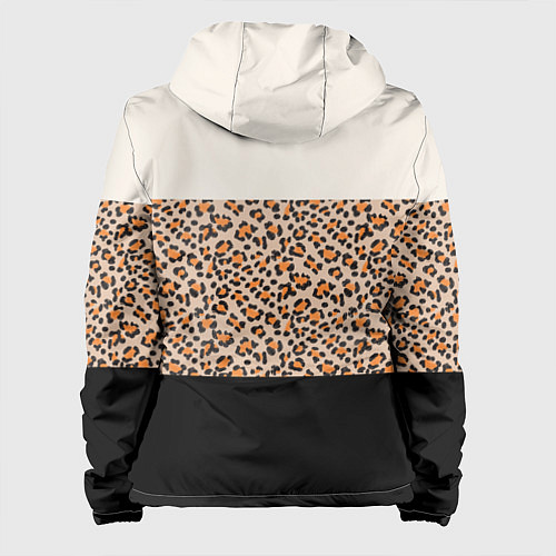 Женская куртка Леопардовый паттерн с черной и бежевой полосой / 3D-Белый – фото 2