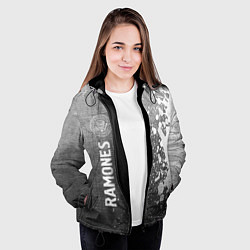 Куртка с капюшоном женская Ramones - grey gradient по-вертикали, цвет: 3D-черный — фото 2