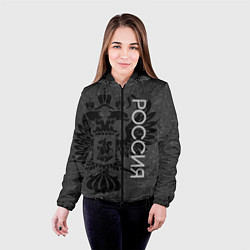 Куртка с капюшоном женская Россия тёмно-серый с гербом, цвет: 3D-черный — фото 2