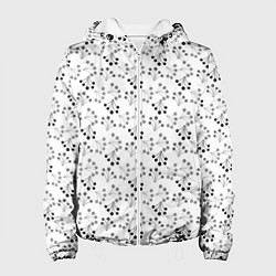 Куртка с капюшоном женская Черно белый ягодный узор ретро, цвет: 3D-белый
