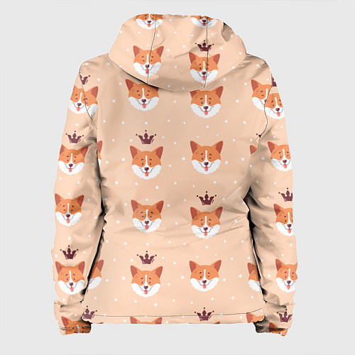 Женская куртка Паттерн с милыми мордочками собак породы корги / 3D-Белый – фото 2