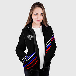 Куртка с капюшоном женская Герб и полосы цветов флага на чёрном, цвет: 3D-черный — фото 2
