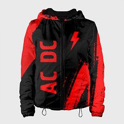 Куртка с капюшоном женская AC DC - red gradient вертикально, цвет: 3D-черный