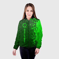 Куртка с капюшоном женская God of War - green gradient по-вертикали, цвет: 3D-черный — фото 2
