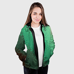 Куртка с капюшоном женская Градиент текстурный зелёный, цвет: 3D-черный — фото 2