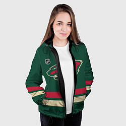 Куртка с капюшоном женская Миннесота Уайлд хоккей, цвет: 3D-черный — фото 2