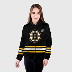 Куртка с капюшоном женская Бостон Брюинз хоккей, цвет: 3D-черный — фото 2