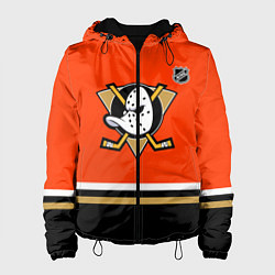 Куртка с капюшоном женская Анахайм Дакс хоккей, цвет: 3D-черный