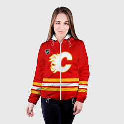 Куртка с капюшоном женская Калгари Флэймз хоккей, цвет: 3D-белый — фото 2