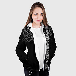 Куртка с капюшоном женская Славянские символы традиции народа, цвет: 3D-белый — фото 2