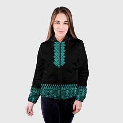 Куртка с капюшоном женская Обережная вязь - вышиванка, цвет: 3D-черный — фото 2