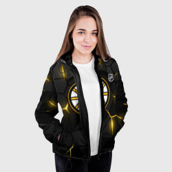Куртка с капюшоном женская Бостон Брюинз - плиты с подсветкой, цвет: 3D-черный — фото 2