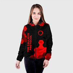 Куртка с капюшоном женская The Callisto Protocol - red gradient вертикально, цвет: 3D-черный — фото 2