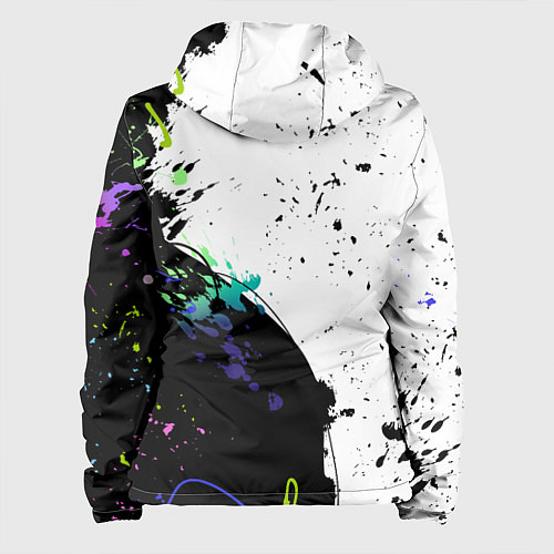 Женская куртка Неоновые брызги - жуткие улыбки / 3D-Белый – фото 2