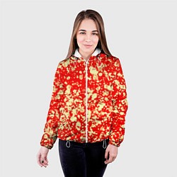 Куртка с капюшоном женская Пятнистый красно-жёлтый, цвет: 3D-белый — фото 2