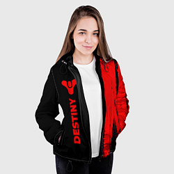 Куртка с капюшоном женская Destiny - red gradient по-вертикали, цвет: 3D-черный — фото 2