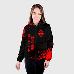 Куртка с капюшоном женская My Chemical Romance - red gradient вертикально, цвет: 3D-черный — фото 2