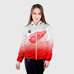 Куртка с капюшоном женская Детройт Ред Уингз - красно белый градиент, цвет: 3D-белый — фото 2