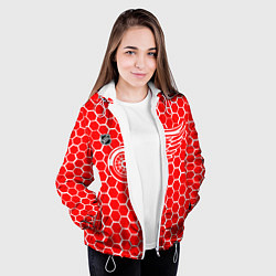 Куртка с капюшоном женская Детройт Ред Уингз - красные соты, цвет: 3D-белый — фото 2