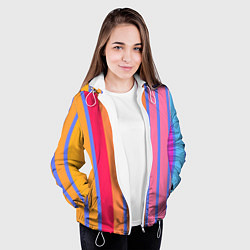 Куртка с капюшоном женская Теплые цветные полосы, цвет: 3D-белый — фото 2