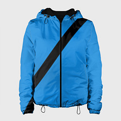 Куртка с капюшоном женская Пристегнутый ремень безопасности, синий, цвет: 3D-черный