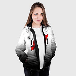 Куртка с капюшоном женская Нью Джерси Девилз - из белого в черный, цвет: 3D-черный — фото 2