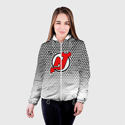 Куртка с капюшоном женская Нью Джерси Девилз - геометрический градиент, цвет: 3D-белый — фото 2