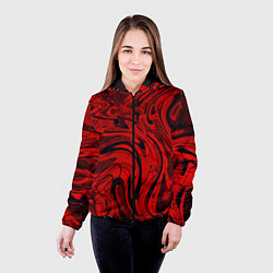 Куртка с капюшоном женская Красный смешение пластика, цвет: 3D-черный — фото 2