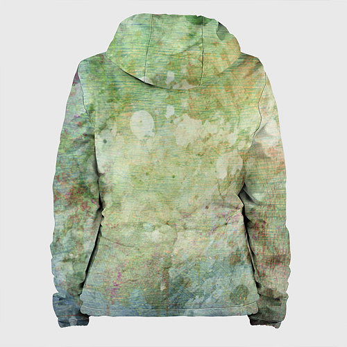 Женская куртка Абстракция - faded spots on a green background / 3D-Белый – фото 2