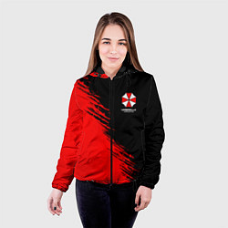 Куртка с капюшоном женская Umbrella Corp - red and black, цвет: 3D-черный — фото 2