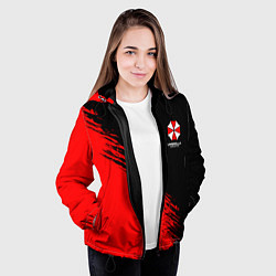 Куртка с капюшоном женская Umbrella Corp - red and black, цвет: 3D-черный — фото 2