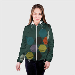 Куртка с капюшоном женская Кластер зеленая ночь, цвет: 3D-белый — фото 2
