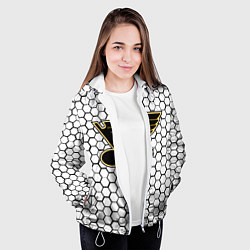 Куртка с капюшоном женская Сент Луис Блюз - белые соты, цвет: 3D-белый — фото 2