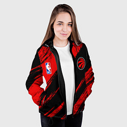 Куртка с капюшоном женская Торонто Рэпторс - красные потертости, цвет: 3D-черный — фото 2