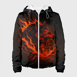 Куртка с капюшоном женская Инфернальный волк, цвет: 3D-белый