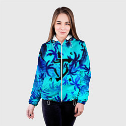 Куртка с капюшоном женская Doom неоновые тропики, цвет: 3D-белый — фото 2