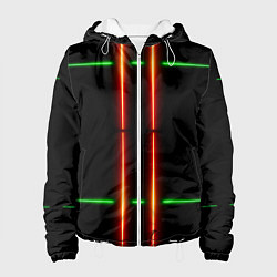 Куртка с капюшоном женская Neon green black red line, цвет: 3D-белый