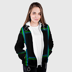Куртка с капюшоном женская Neon green light blue, цвет: 3D-белый — фото 2
